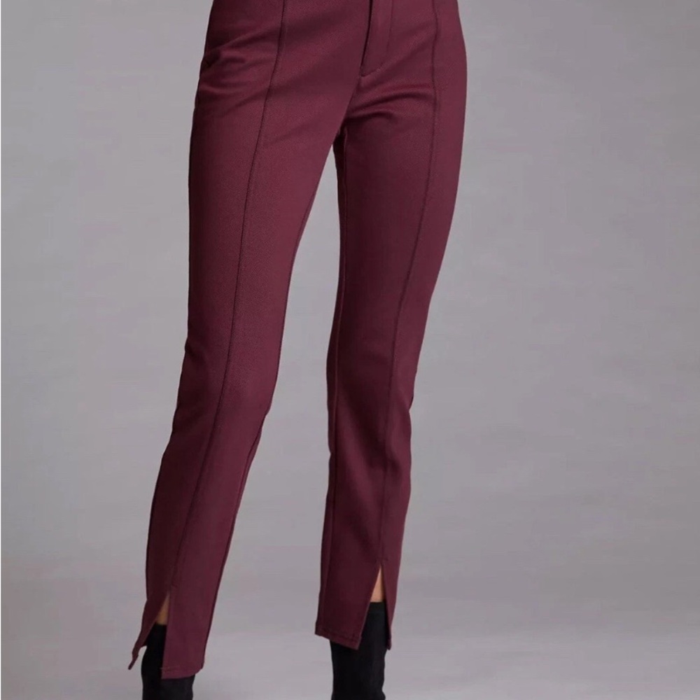 Anthropologie Maeve Burgundy Ribbed cigarette pants Leggings Size 2